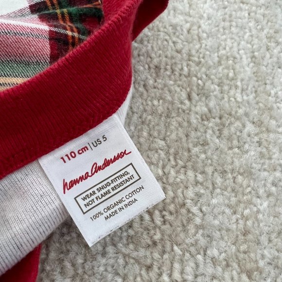 3 for $6 Hanna Andersson Christmas Holiday Plaid Pajama Top 110/5 Organic Cotton - Picture 2 of 7
